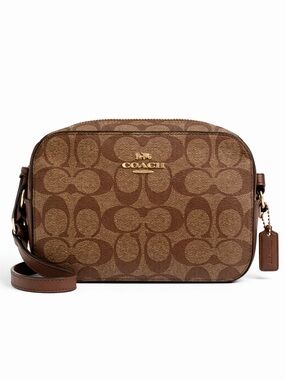 Coach | Signature | Canvas Crossbody Camera Bag Brown Monogram Gold Hardware